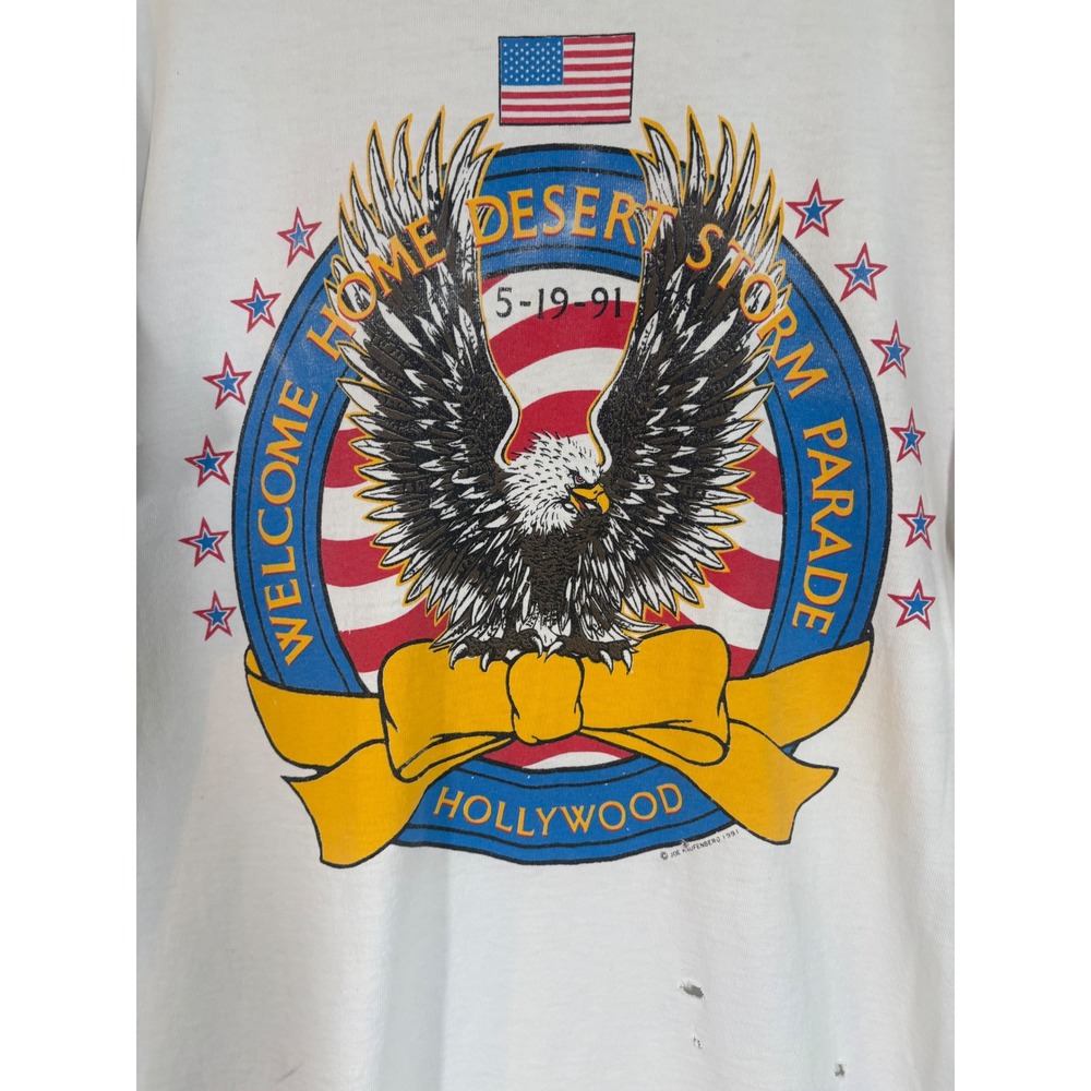 Vintage 1991 Desert Storm Single Stitch Tee Thrashed Eagle USA T-shirt - Picture 8 of 10
